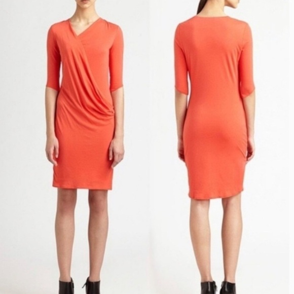 Helmut Lang Feather Jersey Dress in Torch NWT - Picture 3 of 5